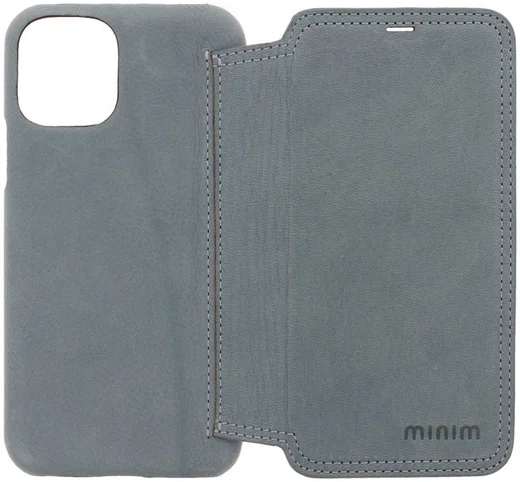 Minim Apple iPhone 11 Pro Hoesje Echt Leer Book Case Licht Blauw afbeelding 4