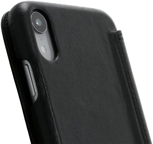 Minim Apple iPhone XR Hoesje Echt Leer Book Case Zwart afbeelding 2