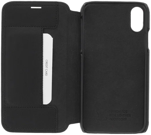 Minim Apple iPhone XR Hoesje Echt Leer Book Case Zwart afbeelding 4