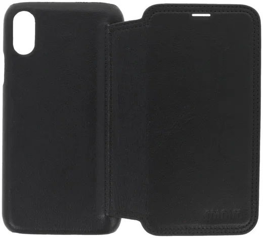 Minim Apple iPhone XR Hoesje Echt Leer Book Case Zwart afbeelding 5