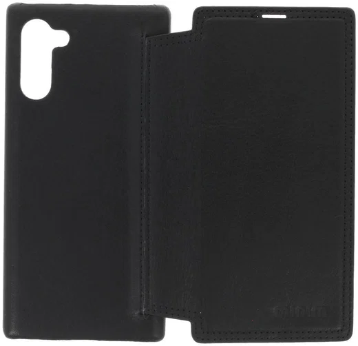 Minim Samsung Galaxy Note 10 Hoesje Echt Leer Book Case Zwart afbeelding 5
