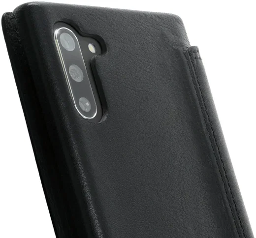 Minim Samsung Galaxy Note 10 Hoesje Echt Leer Book Case Zwart afbeelding 2
