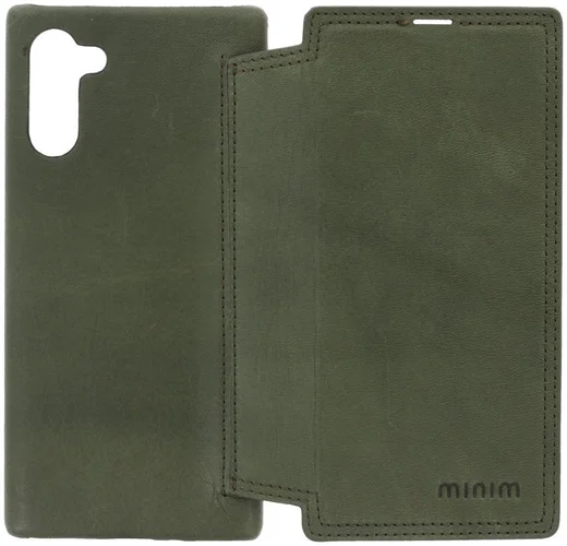 Minim Samsung Galaxy Note 10 Hoesje Echt Leer Book Case Groen afbeelding 5