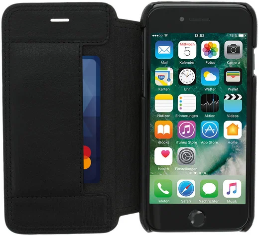 Minim iPhone SE (2020/2022) / 8 / 7 Hoesje Echt Leer Book Case Zwart afbeelding 1