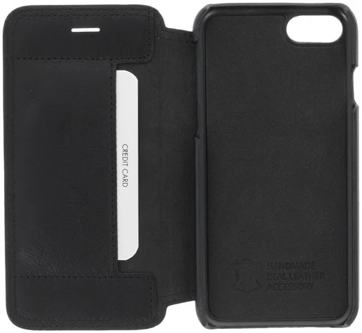 Minim iPhone SE (2020/2022) / 8 / 7 Hoesje Echt Leer Book Case Zwart afbeelding 5