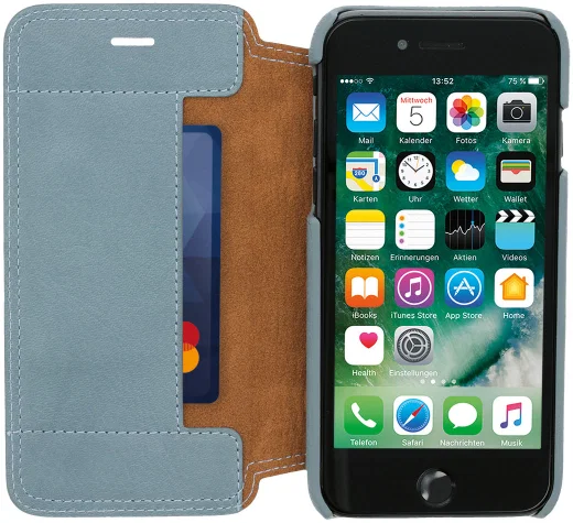 Minim iPhone SE (2020/2022) / 8 / 7 Hoesje Echt Leer Book Case Blauw afbeelding 1