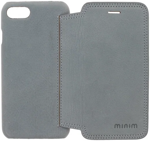 Minim iPhone SE (2020/2022) / 8 / 7 Hoesje Echt Leer Book Case Blauw afbeelding 6