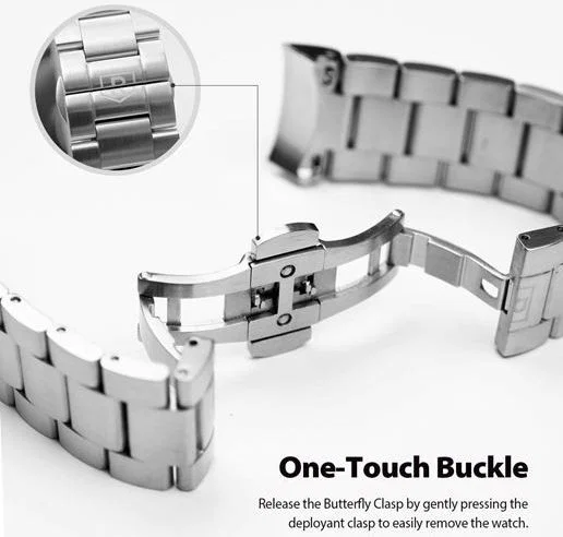 Ringke Metal Universeel Smartwatch 22MM Bandje Roestvrij Staal Zilver afbeelding 5