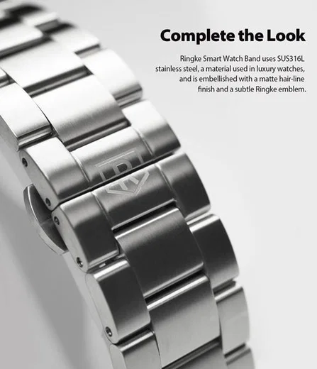 Ringke Metal Universeel Smartwatch 22MM Bandje Roestvrij Staal Zilver afbeelding 6