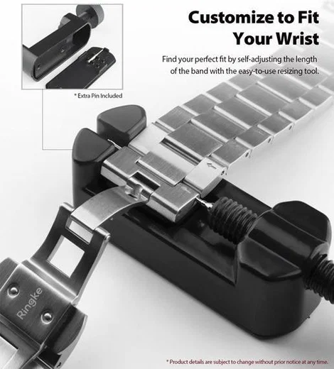 Ringke Metal Universeel Smartwatch 22MM Bandje Roestvrij Staal Zilver afbeelding 7