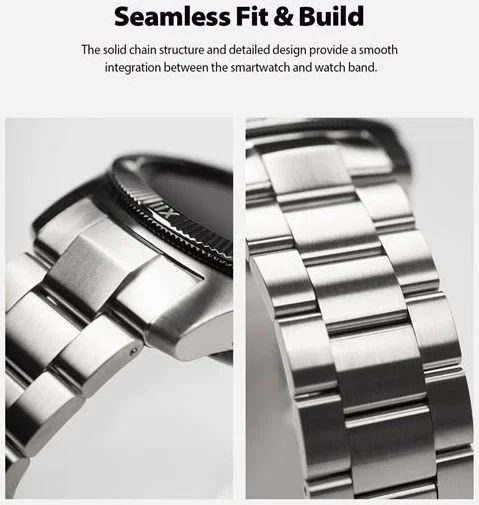 Ringke Metal Universeel Smartwatch 22MM Bandje Roestvrij Staal Zilver afbeelding 8
