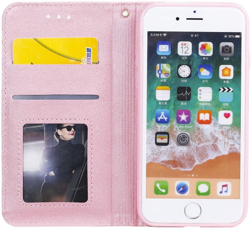 iPhone 7 / 8 / SE (2020/2022) Hoesje Portemonnee Hoesje Bloemen Roze afbeelding 2