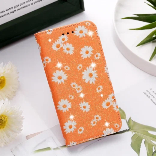 Apple iPhone 11 Daisy Bloemen Print Book Case Oranje afbeelding 5