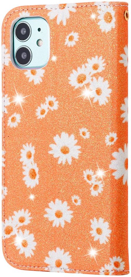 Apple iPhone 11 Daisy Bloemen Print Book Case Oranje afbeelding 10