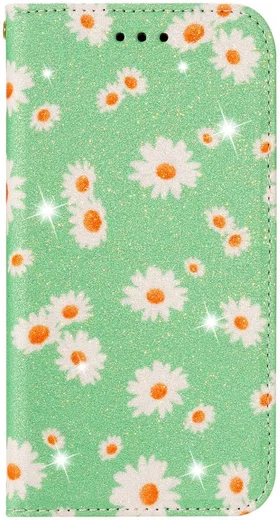 Apple iPhone 11 Pro Portemonnee Hoesje met Bloemen Print Groen afbeelding 1