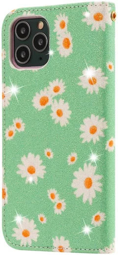 Apple iPhone 11 Pro Portemonnee Hoesje met Bloemen Print Groen afbeelding 16