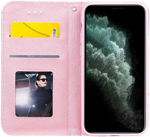 Apple iPhone 11 Pro Portemonnee Hoesje met Bloemen Print Groen afbeelding 2