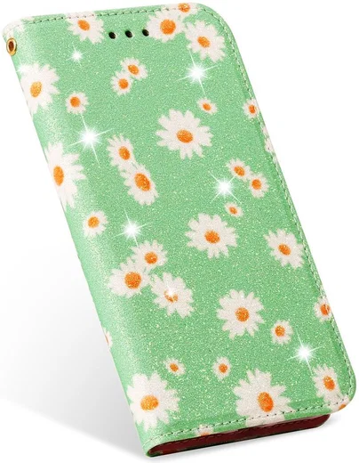 Apple iPhone 11 Pro Portemonnee Hoesje met Bloemen Print Groen afbeelding 3