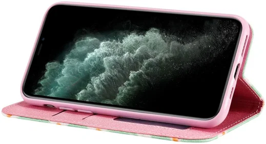 Apple iPhone 11 Pro Portemonnee Hoesje met Bloemen Print Groen afbeelding 6