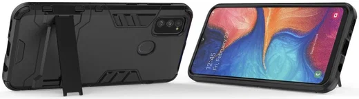 Samsung Galaxy M21 Hoesje Back Cover Met Kickstand Zwart afbeelding 4