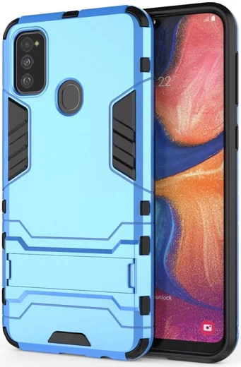 Samsung Galaxy M21 Hoesje Back Cover Met Kickstand Licht Blauw afbeelding 1
