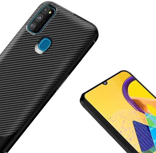 Samsung Galaxy M21 Hoesje TPU Carbon Design Anti-Slip Zwart afbeelding 13