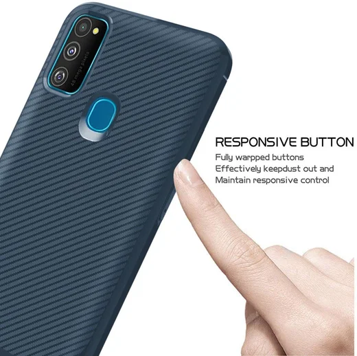 Samsung Galaxy M21 Hoesje TPU Carbon Design Anti-Slip Blauw afbeelding 9