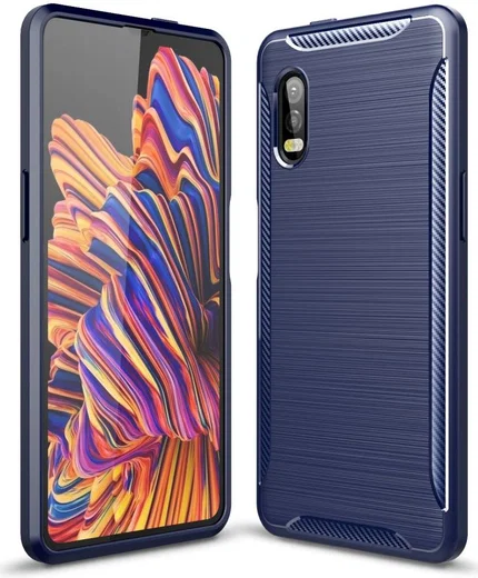 Samsung Galaxy Xcover Pro Geborsteld TPU Hoesje Blauw afbeelding 1