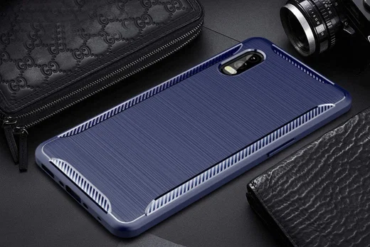 Samsung Galaxy Xcover Pro Geborsteld TPU Hoesje Blauw afbeelding 2