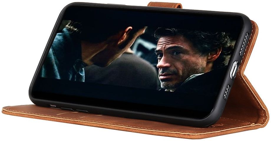 KHAZNEH Samsung Galaxy M21 Hoesje Retro Wallet Book Case Bruin afbeelding 3