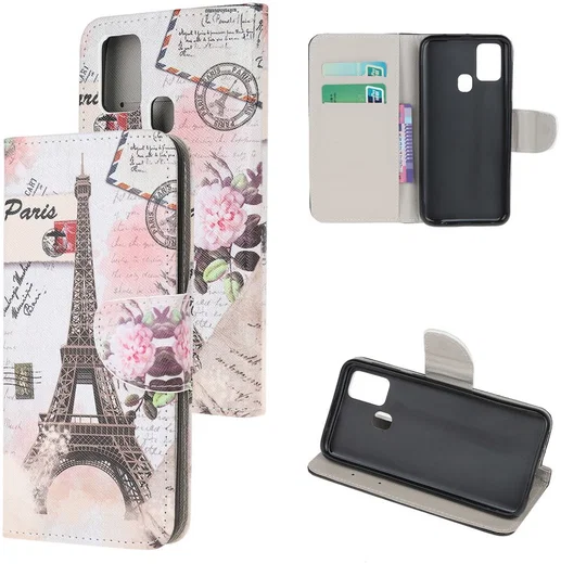 Samsung Galaxy M21 Book Case Hoesje Wallet met Print Eiffeltoren afbeelding 1