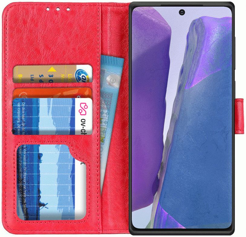 Samsung Galaxy Note 20 Hoesje Portemonnee Book Cover Rood afbeelding 1
