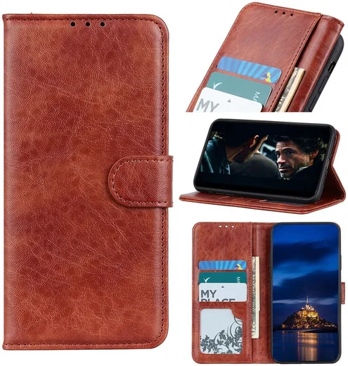 Samsung Galaxy Note 20 Hoesje Portemonnee Book Cover Bruin afbeelding 10