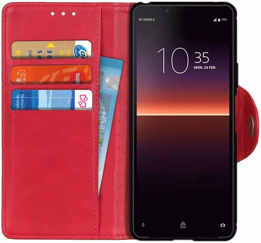 Sony Xperia 10 II Hoesje Portemonnee met Maagneetsluiting Rood afbeelding 1