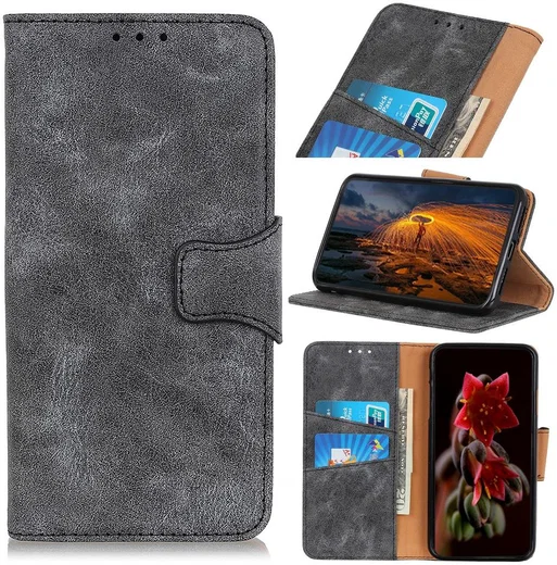 Sony Xperia 10 II Hoesje Vintage Portemonnee Grijs afbeelding 3