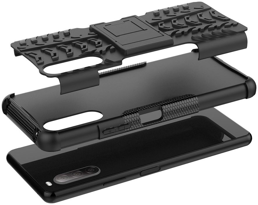 Sony Xperia II Hybride Hoesje met Kickstand Zwart afbeelding 6