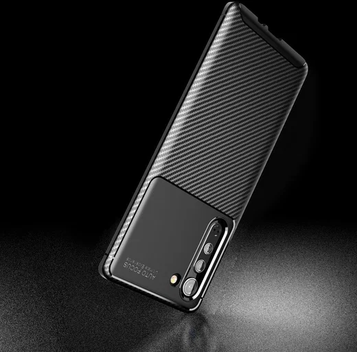 Motorola Edge Hoesje Geborsteld Carbon Flexibele Back Cover Zwart afbeelding 8