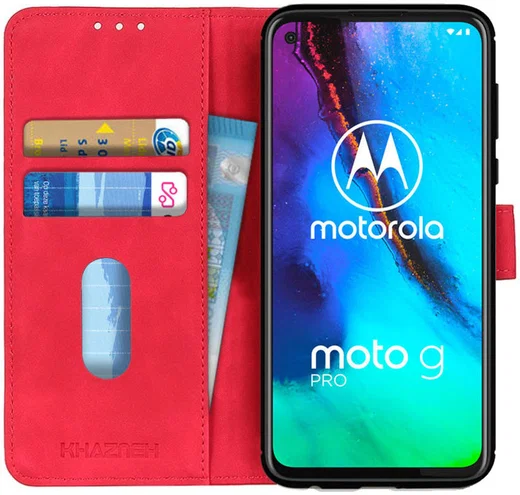Motorola Moto G Pro Book Case Hoesje Portemonnee Retro Rood afbeelding 1