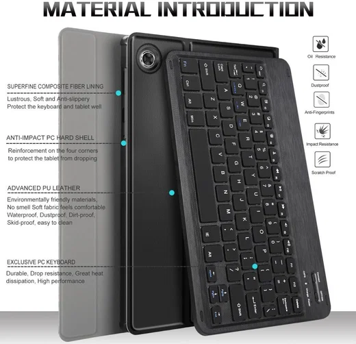 Lenovo Tab M10 Plus / FHD Plus Hoes met Verstelbaar Toetsenbord Zwart afbeelding 3