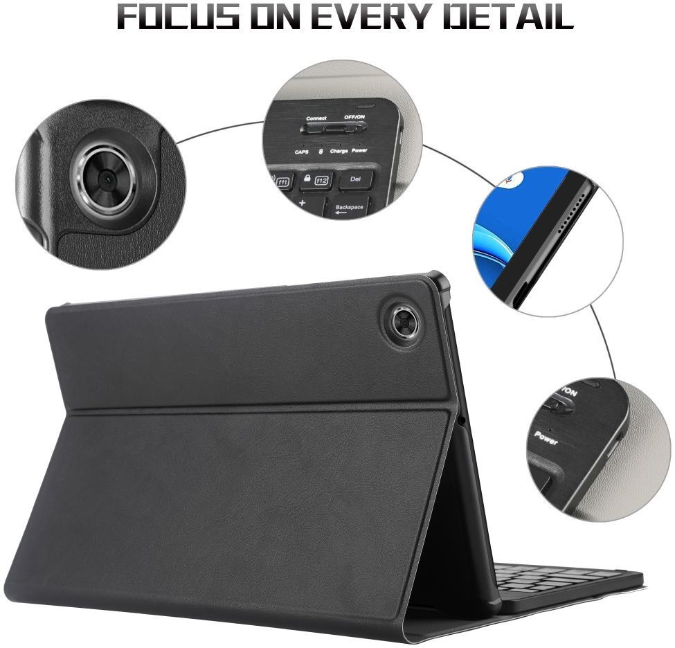 Lenovo Tab M10 Plus / FHD Plus Hoes met Verstelbaar Toetsenbord Zwart afbeelding 4