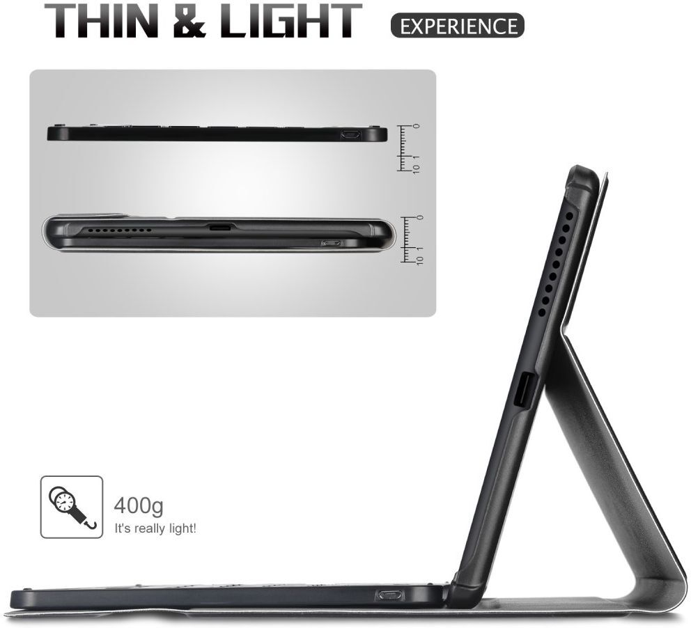 Lenovo Tab M10 Plus / FHD Plus Hoes met Verstelbaar Toetsenbord Zwart afbeelding 7