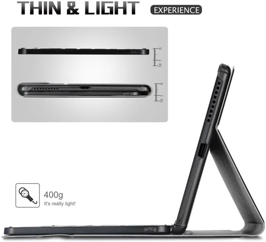 Lenovo Tab M10 Plus / FHD Plus Hoes met Verstelbaar Toetsenbord Zwart afbeelding 7