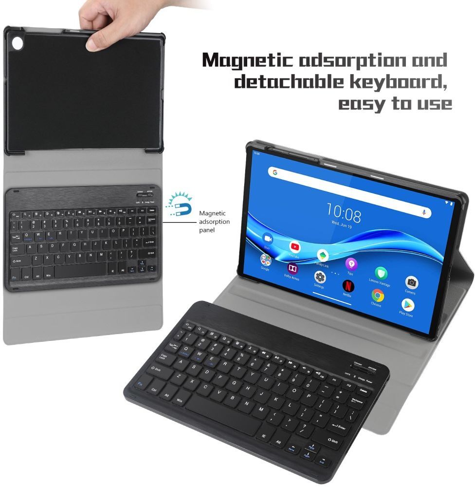 Lenovo Tab M10 Plus / FHD Plus Hoes met Verstelbaar Toetsenbord Zwart afbeelding 8