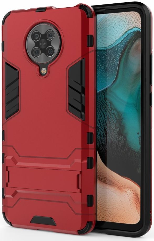 Xiaomi Poco F2 Pro Hybride Stand Hoesje Donker Rood afbeelding 1