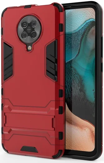 Xiaomi Poco F2 Pro Hybride Stand Hoesje Donker Rood afbeelding 1