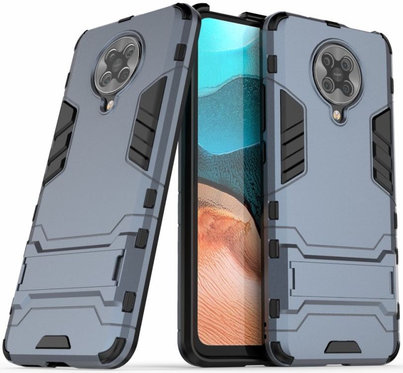 Xiaomi Poco F2 Pro Hybride Stand Hoesje Donker Blauw afbeelding 2