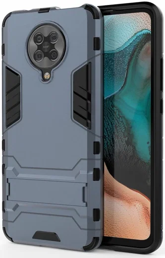 Xiaomi Poco F2 Pro Hybride Stand Hoesje Donker Blauw afbeelding 1