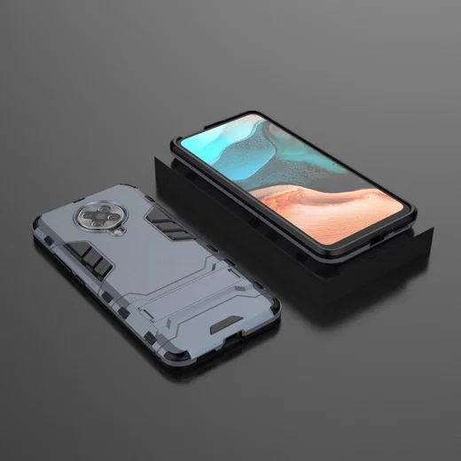 Xiaomi Poco F2 Pro Hybride Stand Hoesje Donker Blauw afbeelding 4