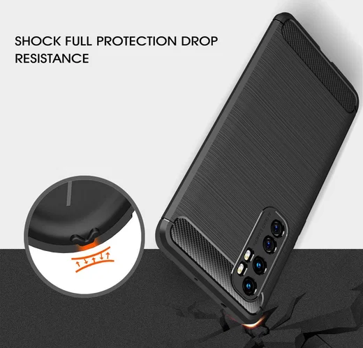 Xiaomi Mi Note 10 Lite Geborsteld TPU Hoesje Zwart afbeelding 2
