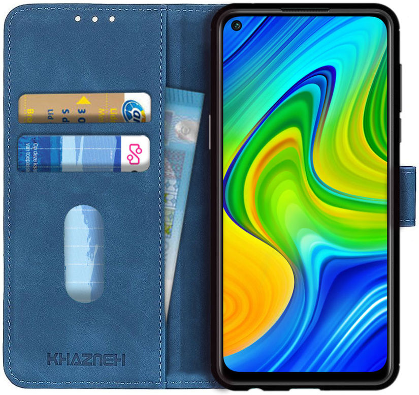 KHAZNEH Xiaomi Redmi Note 9 Hoesje Retro Wallet Book Case Blauw afbeelding 1